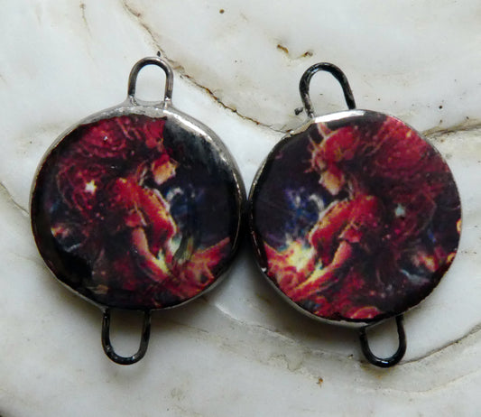 Ceramic Little Disc Zodiac Symbol Decal Earring Connectors-Sagittarius #1