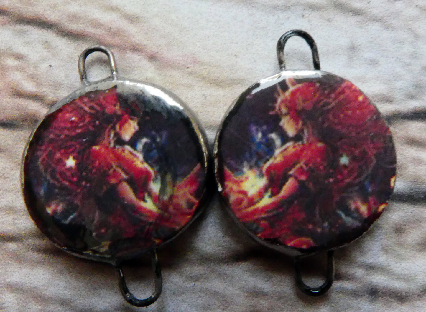 Ceramic Little Disc Zodiac Symbol Decal Earring Connectors-Sagittarius #1