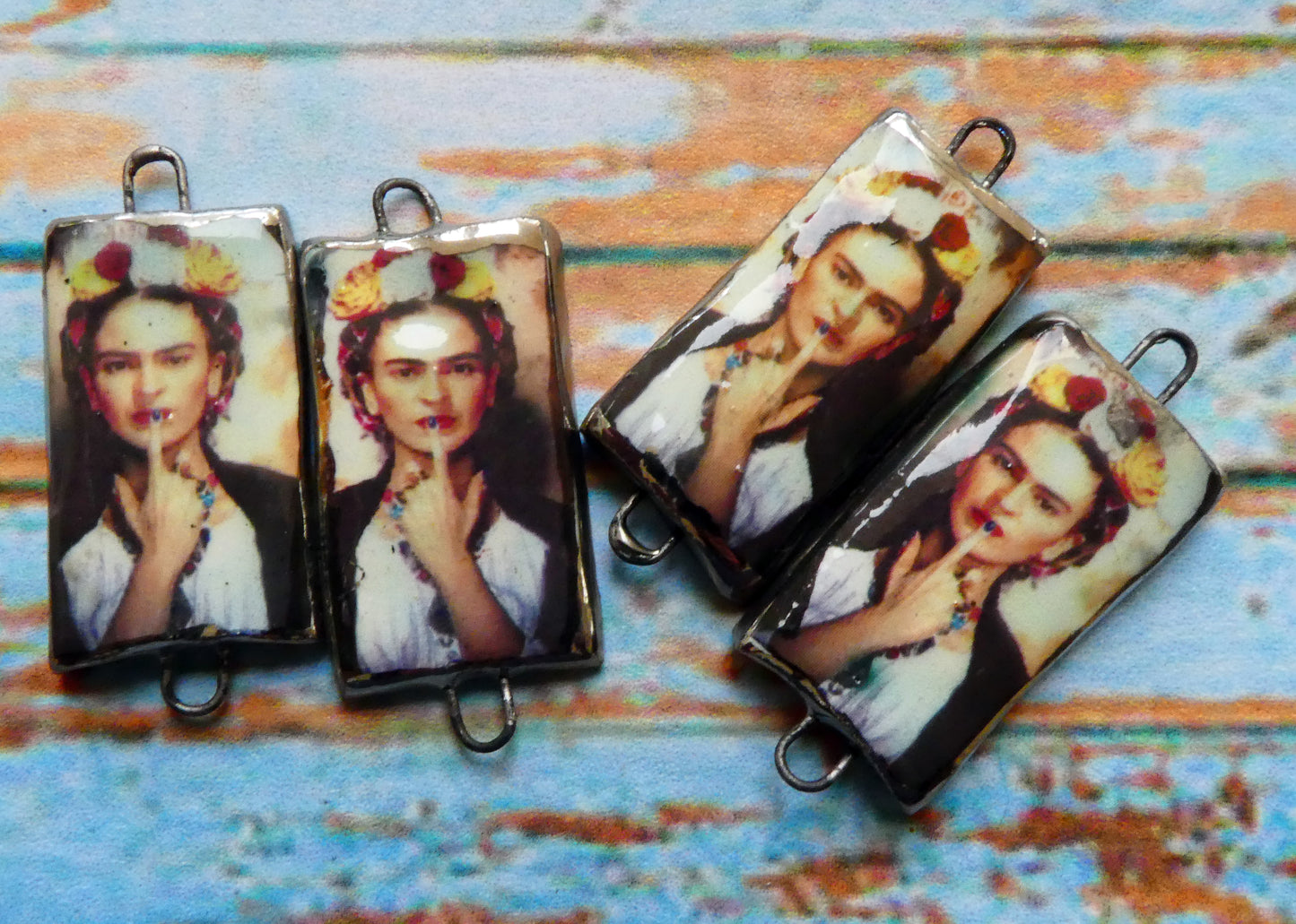 Ceramic Frida Photographic Earring Connectors - #4