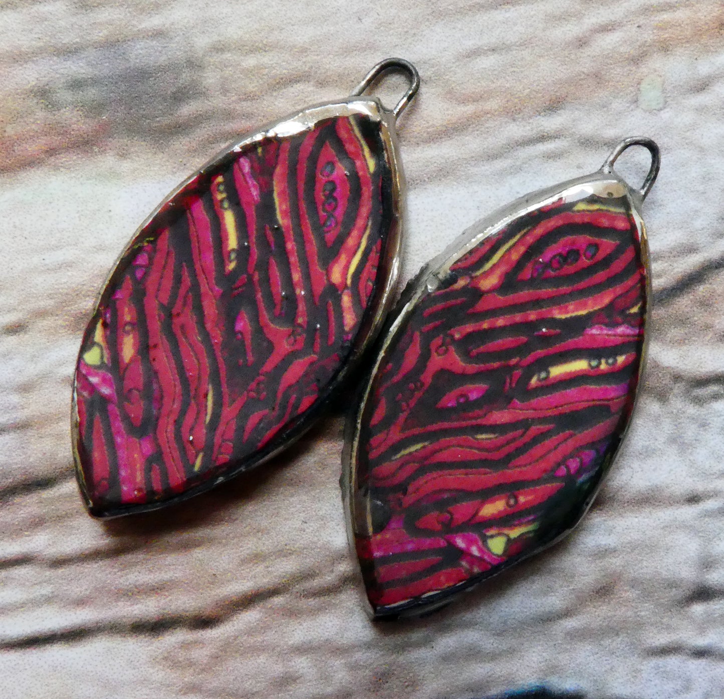 Ceramic Painted Abalone Drop Decal Earring Charms #1