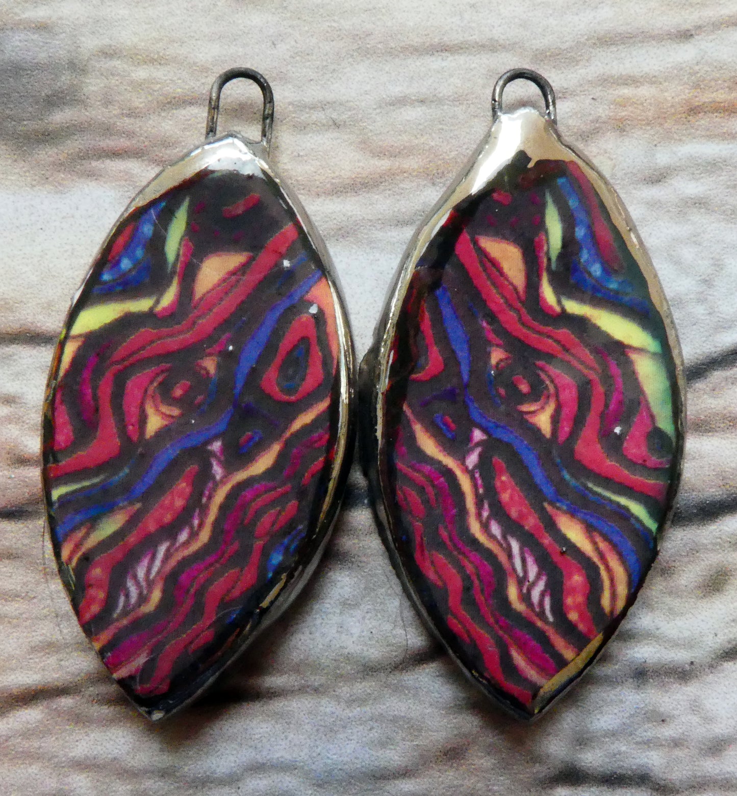 Ceramic Painted Abalone Drop Decal Earring Charms #2