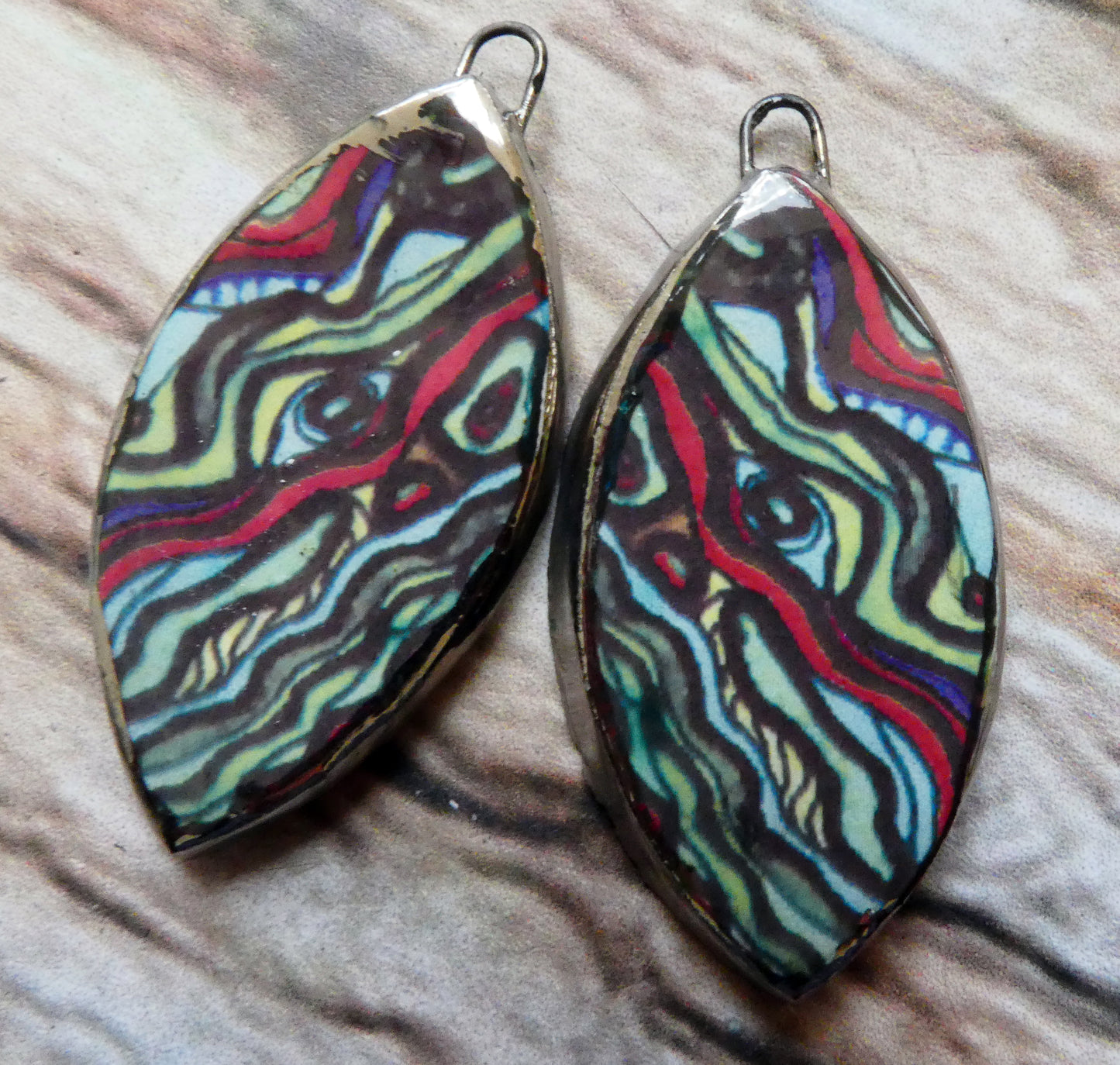 Ceramic Painted Abalone Drop Decal Earring Charms #5