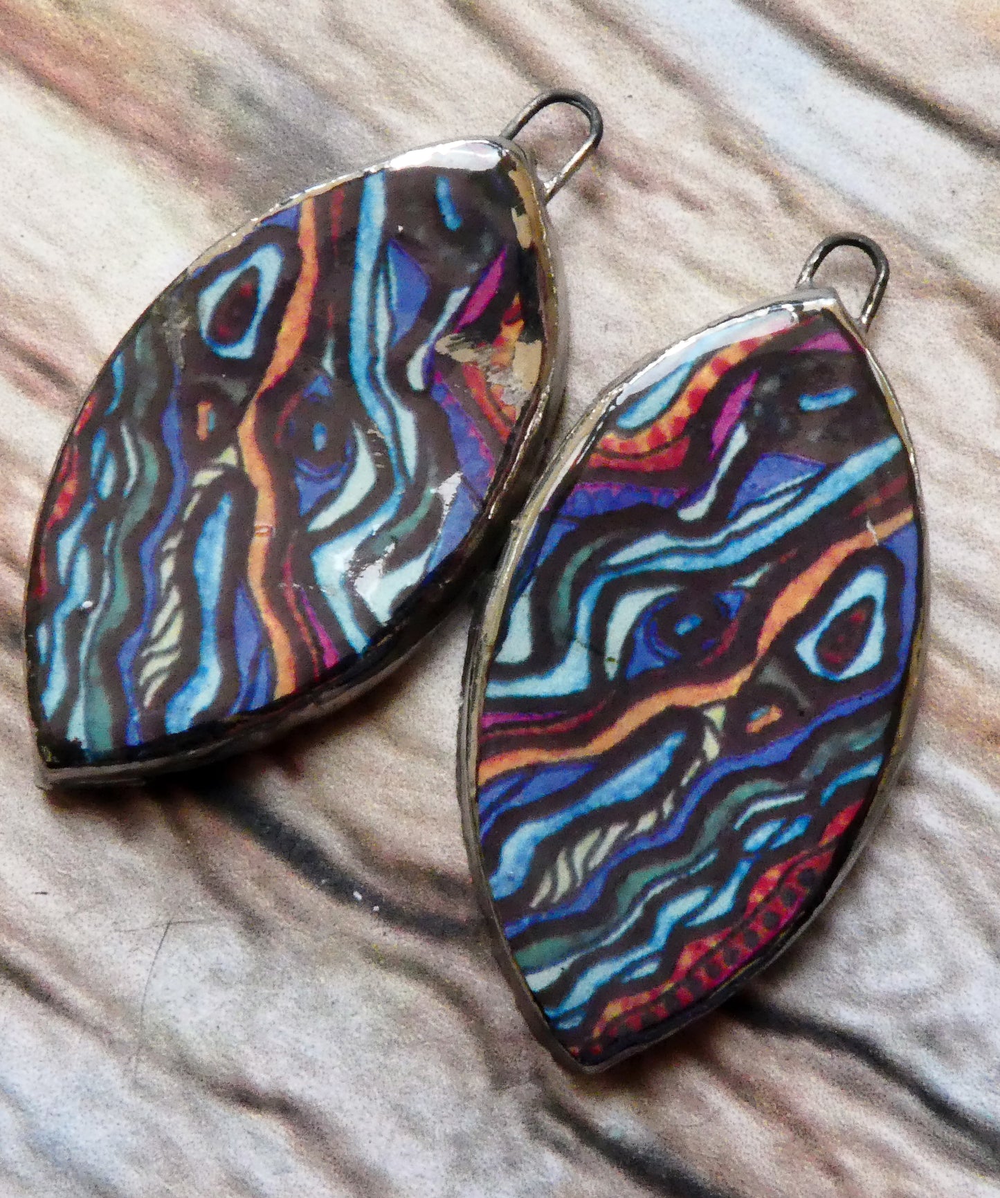 Ceramic Painted Abalone Drop Decal Earring Charms #6