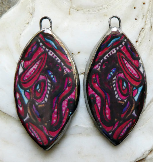 Ceramic Painted Abalone Drop Decal Earring Charms #8