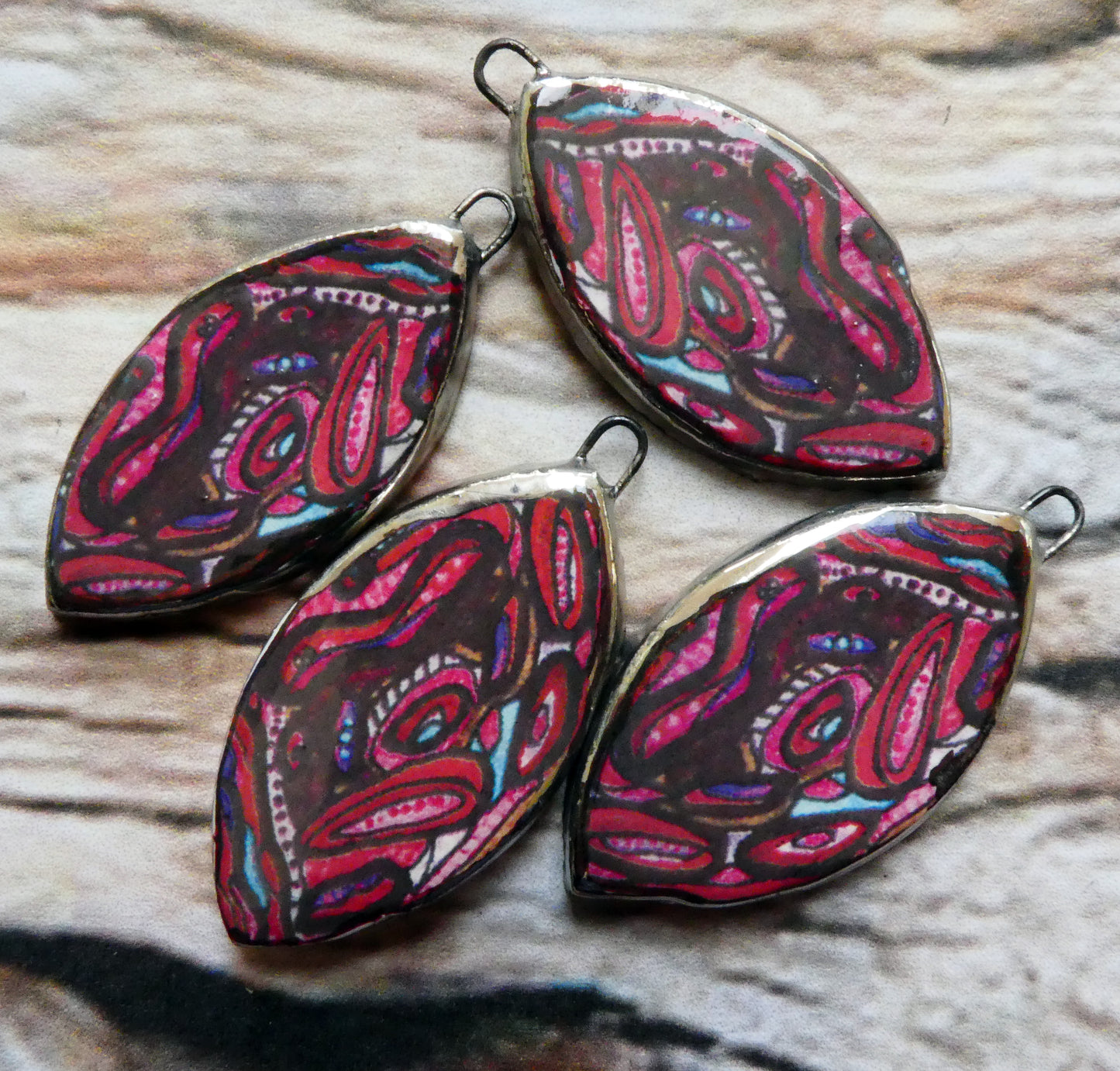 Ceramic Painted Abalone Drop Decal Earring Charms #8