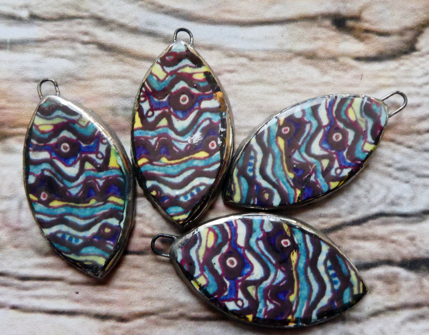 Ceramic Painted Abalone Drop Decal Earring Charms #10