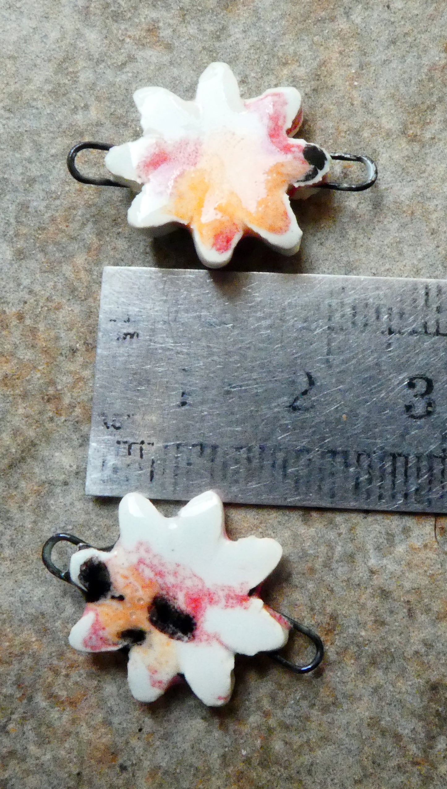 Ceramic Little Flower Earring Connectors -Poppy Fields