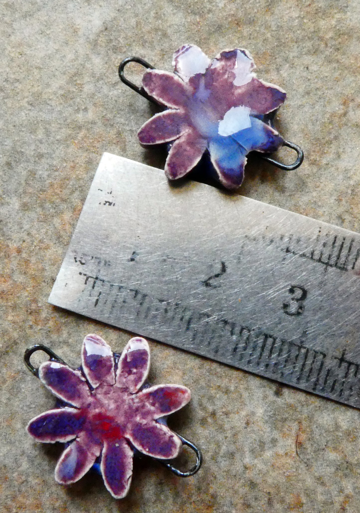 Ceramic Little Flower Earring Connectors -Royal Fantasy