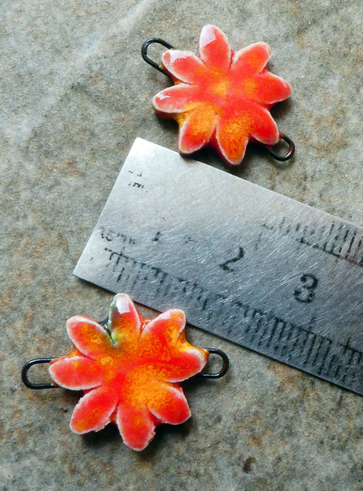 Ceramic Little Flower Earring Connectors -Fruit Punch