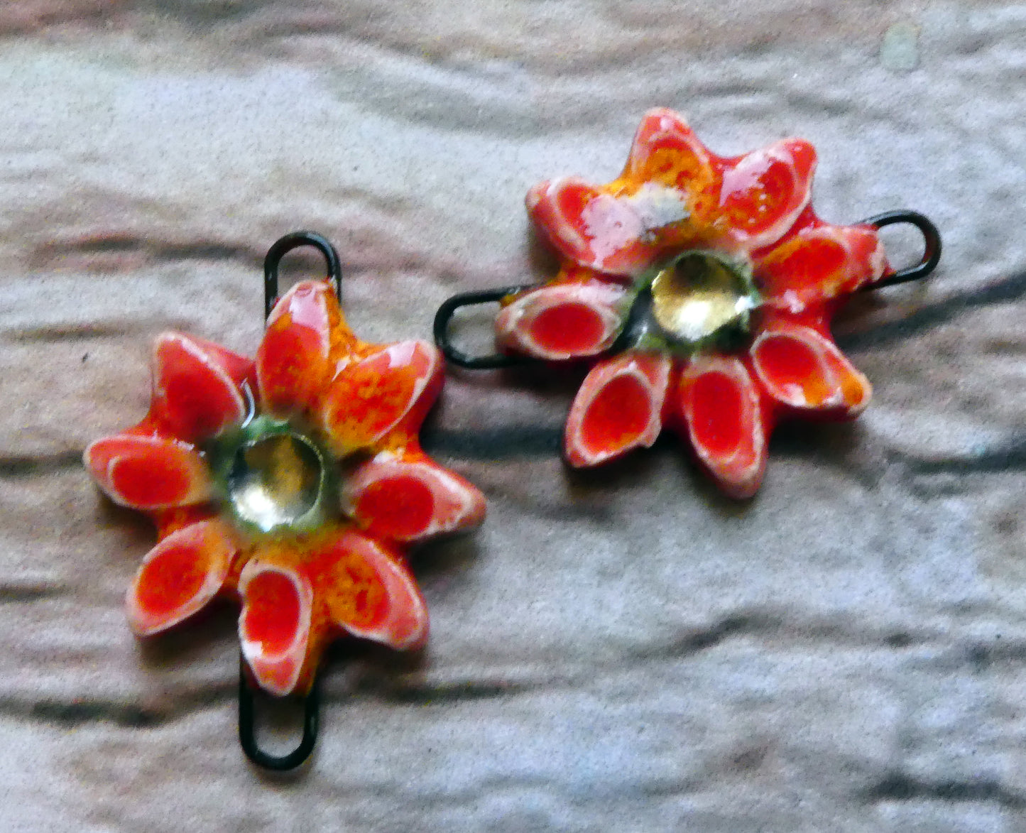 Ceramic Little Flower Earring Connectors -Fruit Punch
