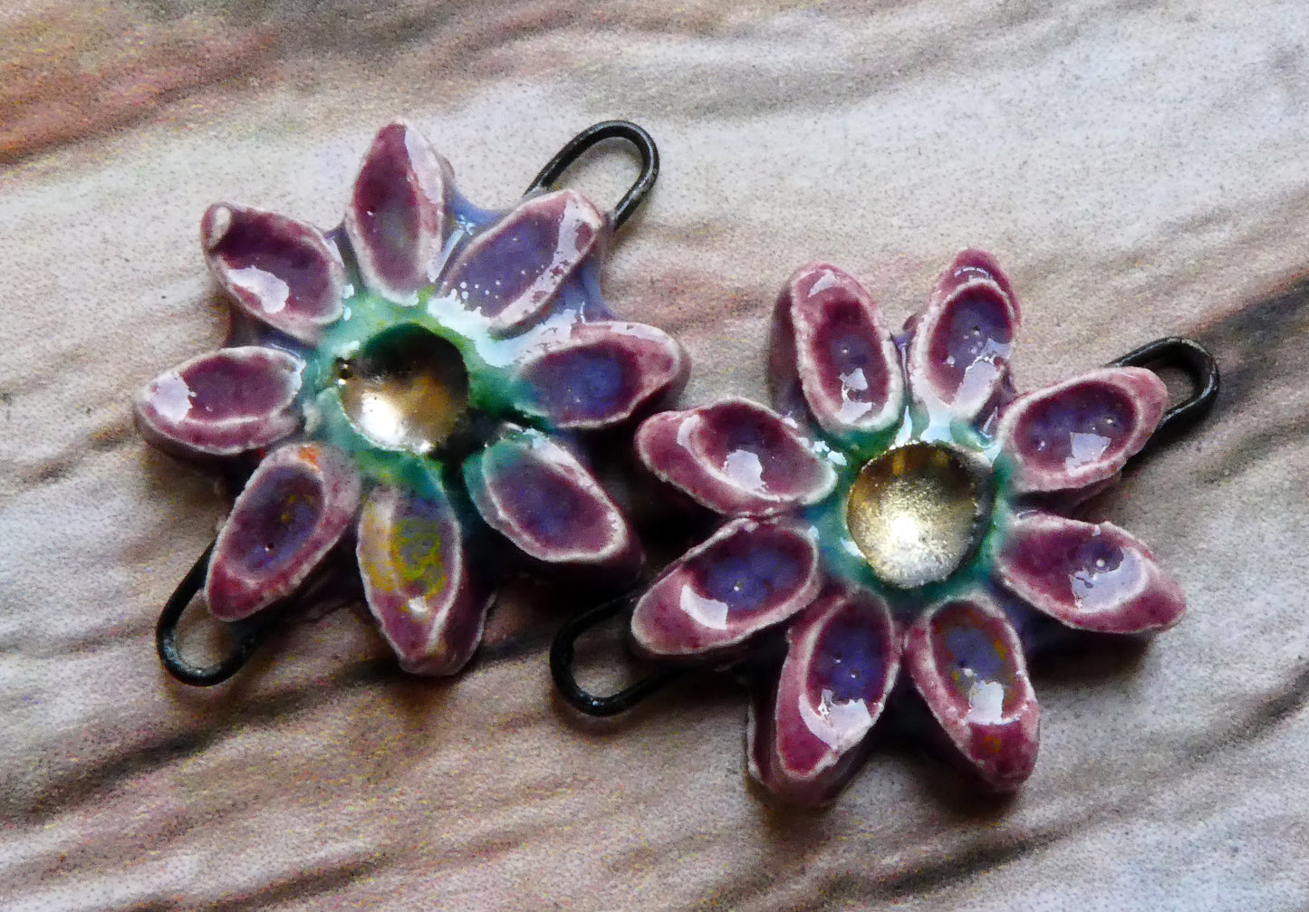 Ceramic Little Flower Earring Connectors -Floral Fantasy