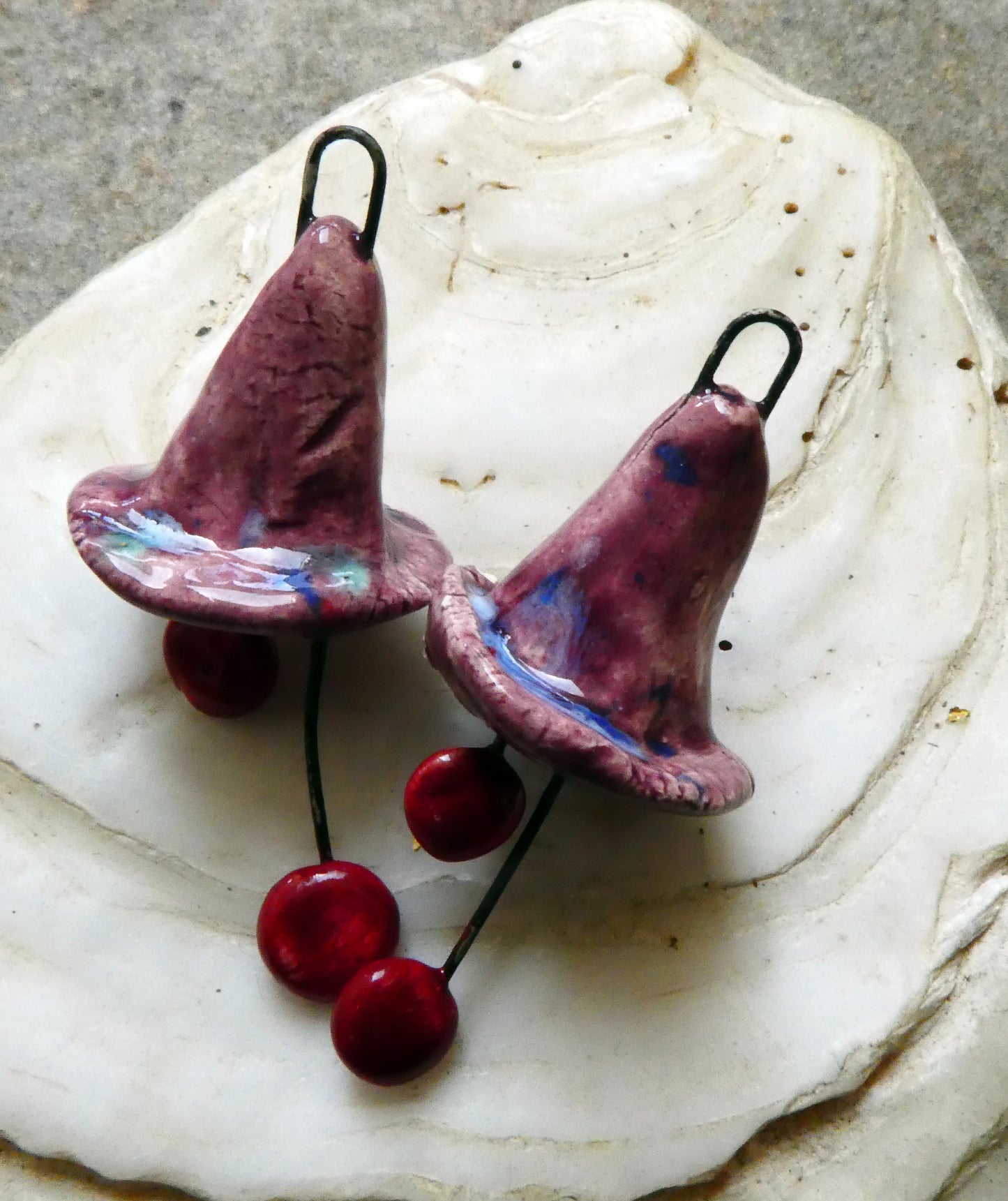 Ceramic Trumpet Flower Earring Charms - Royal Fantasy