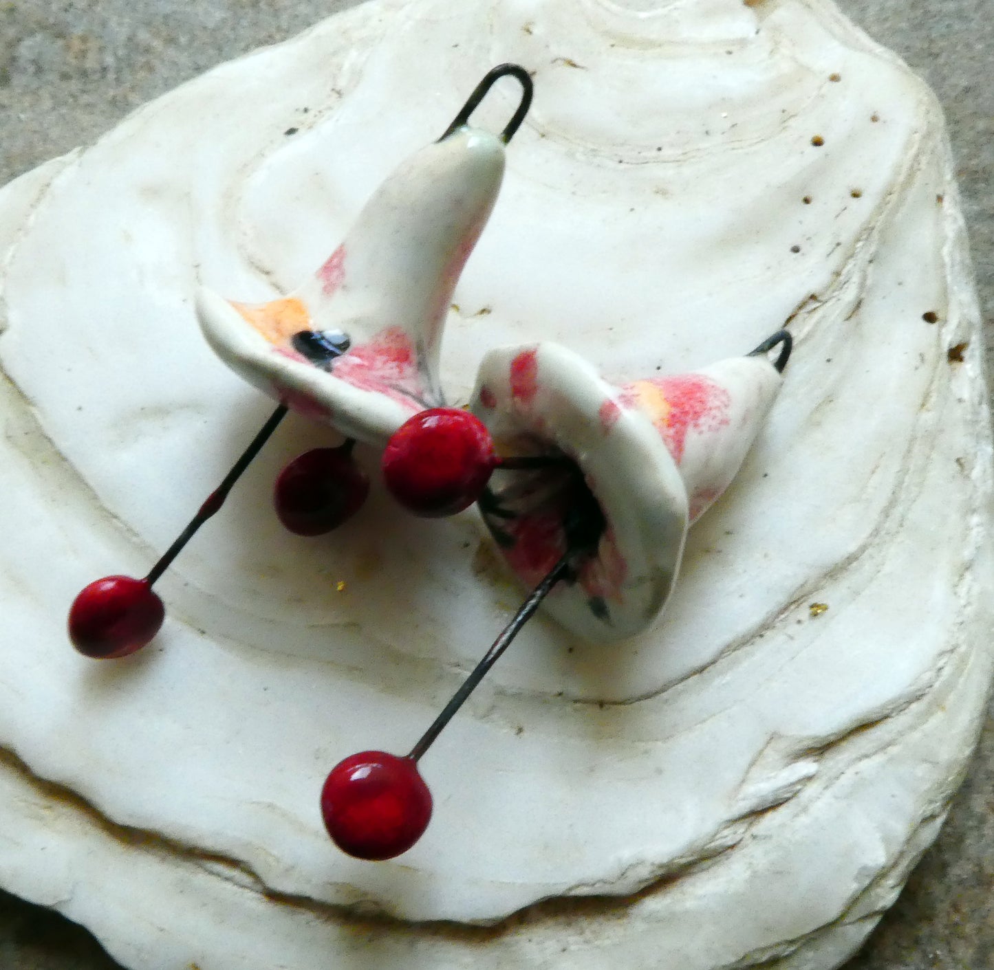 Ceramic Trumpet Flower Earring Charms - Poppy Fields
