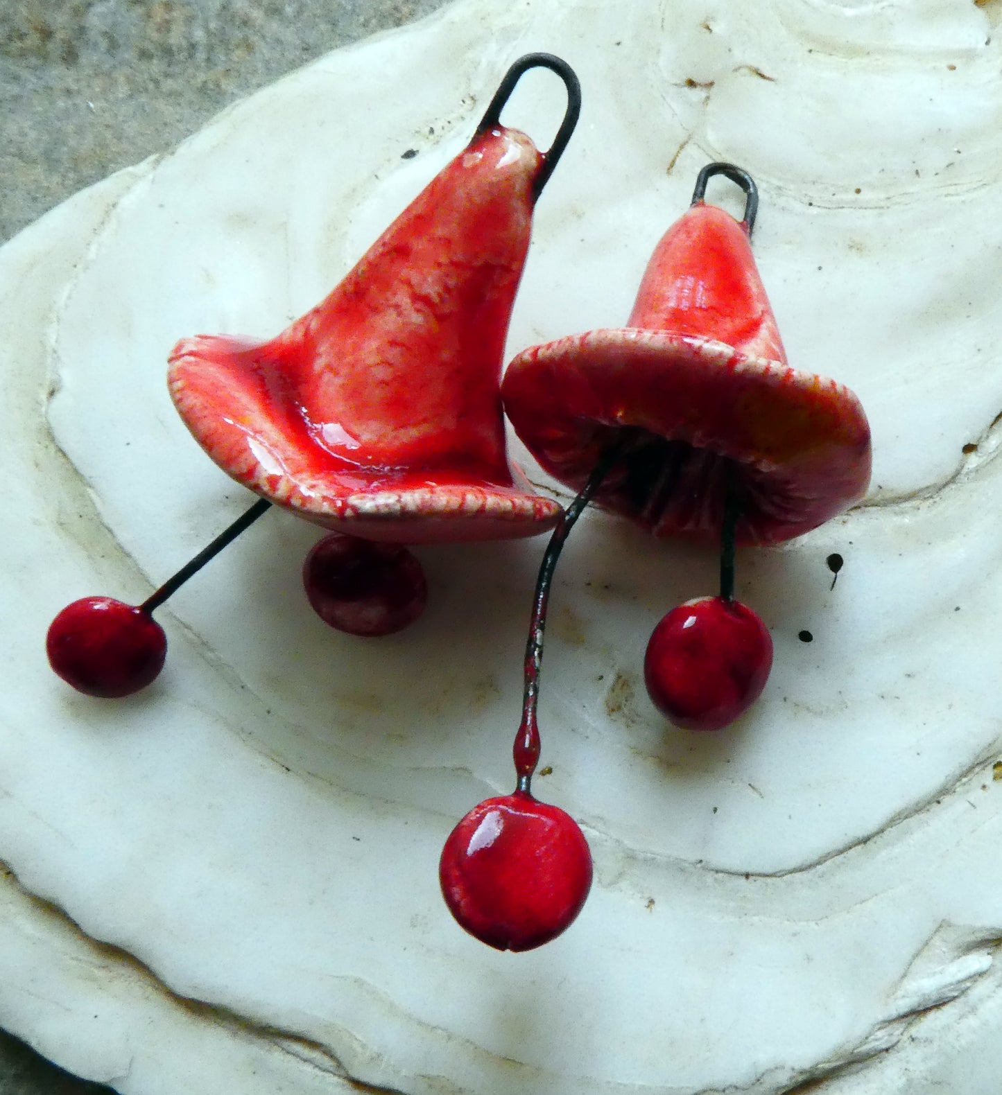 Ceramic Trumpet Flower Earring Charms - Fruit Punch