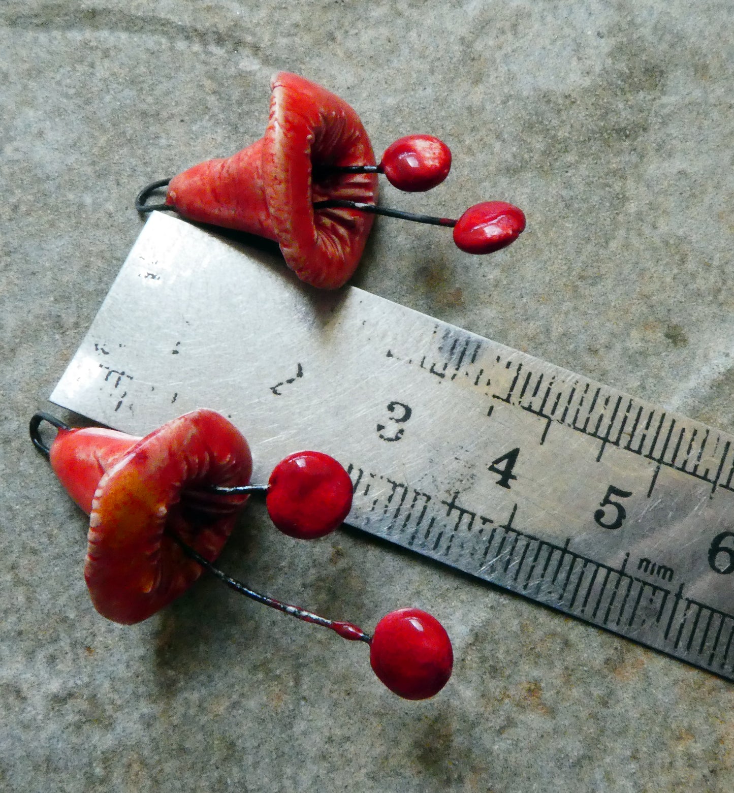 Ceramic Trumpet Flower Earring Charms - Fruit Punch