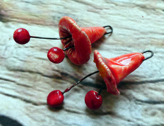 Ceramic Trumpet Flower Earring Charms - Fruit Punch