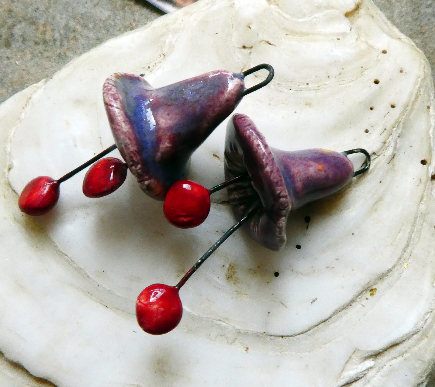Ceramic Trumpet Flower Earring Charms -Floral Fantasy