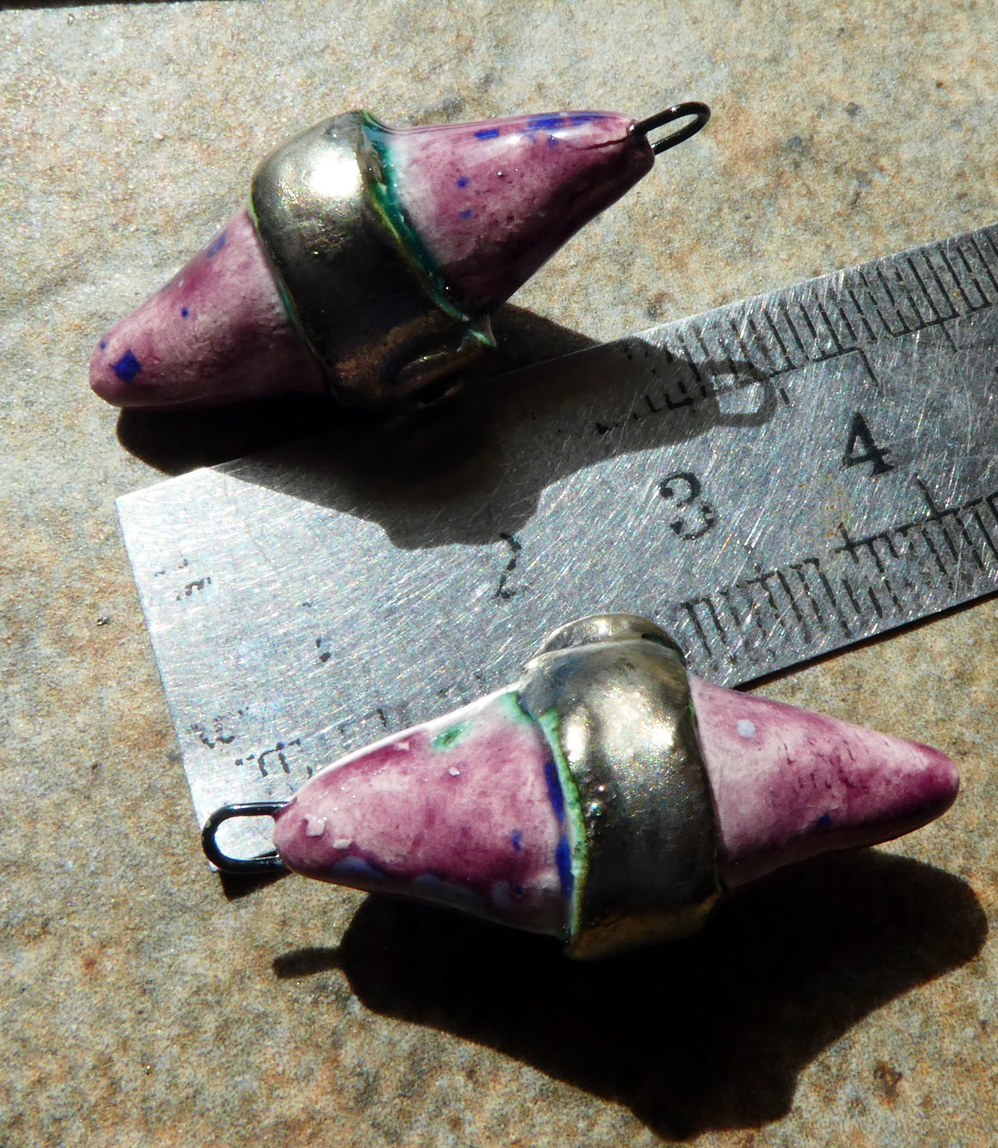 Ceramic Spiky Banded Rivet Charms - Plum Jelly