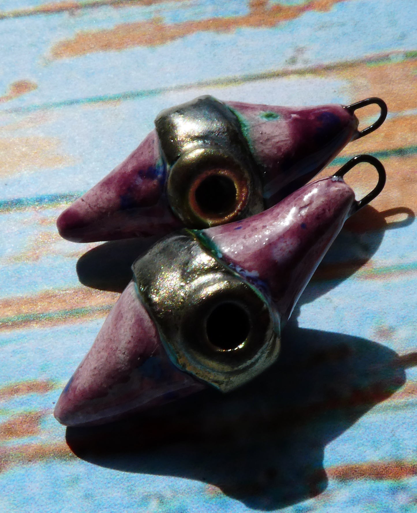Ceramic Spiky Banded Rivet Charms - Plum Jelly