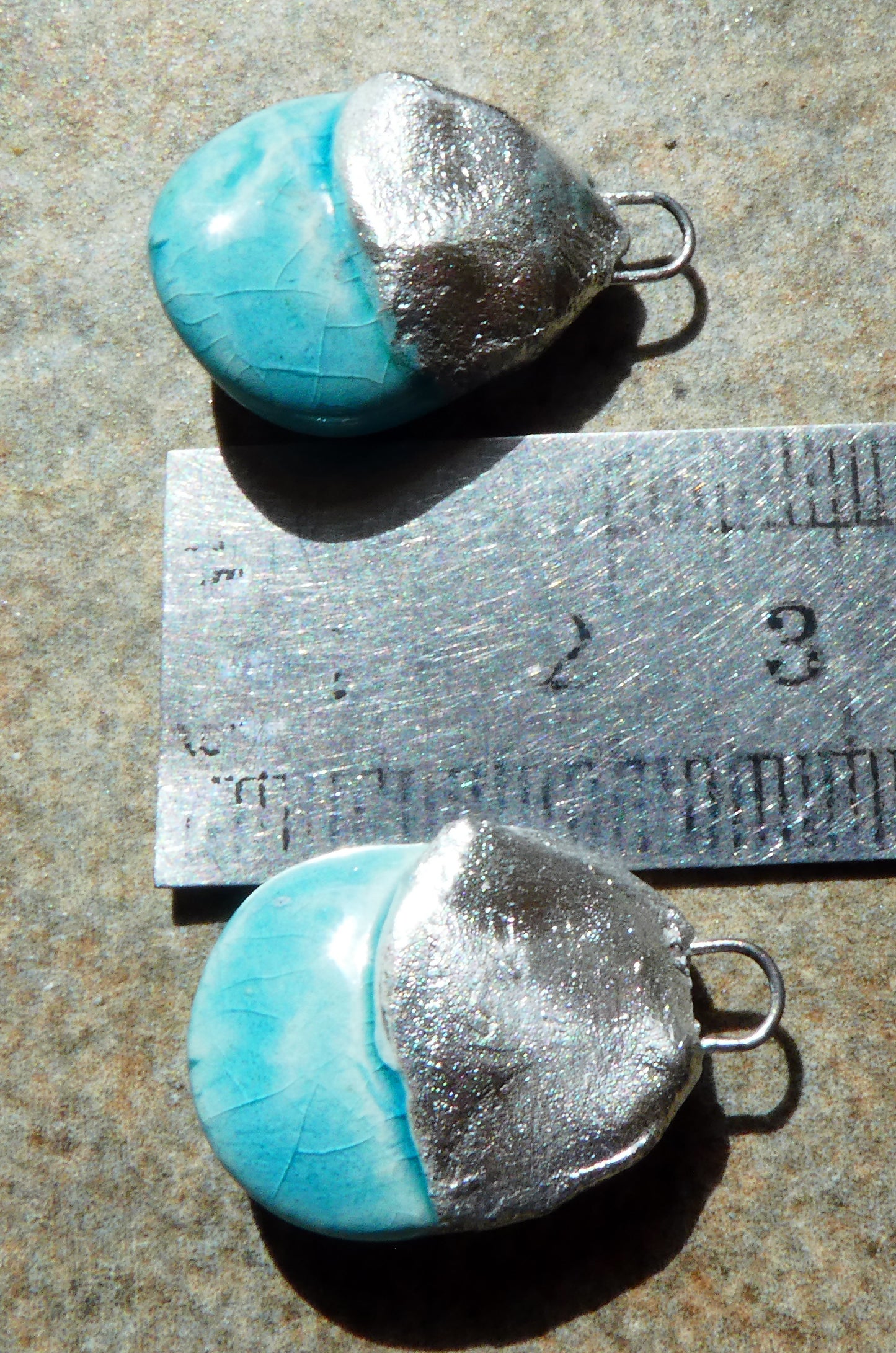 Ceramic Tuareg Inspired Caped Disc Drops - Topaz