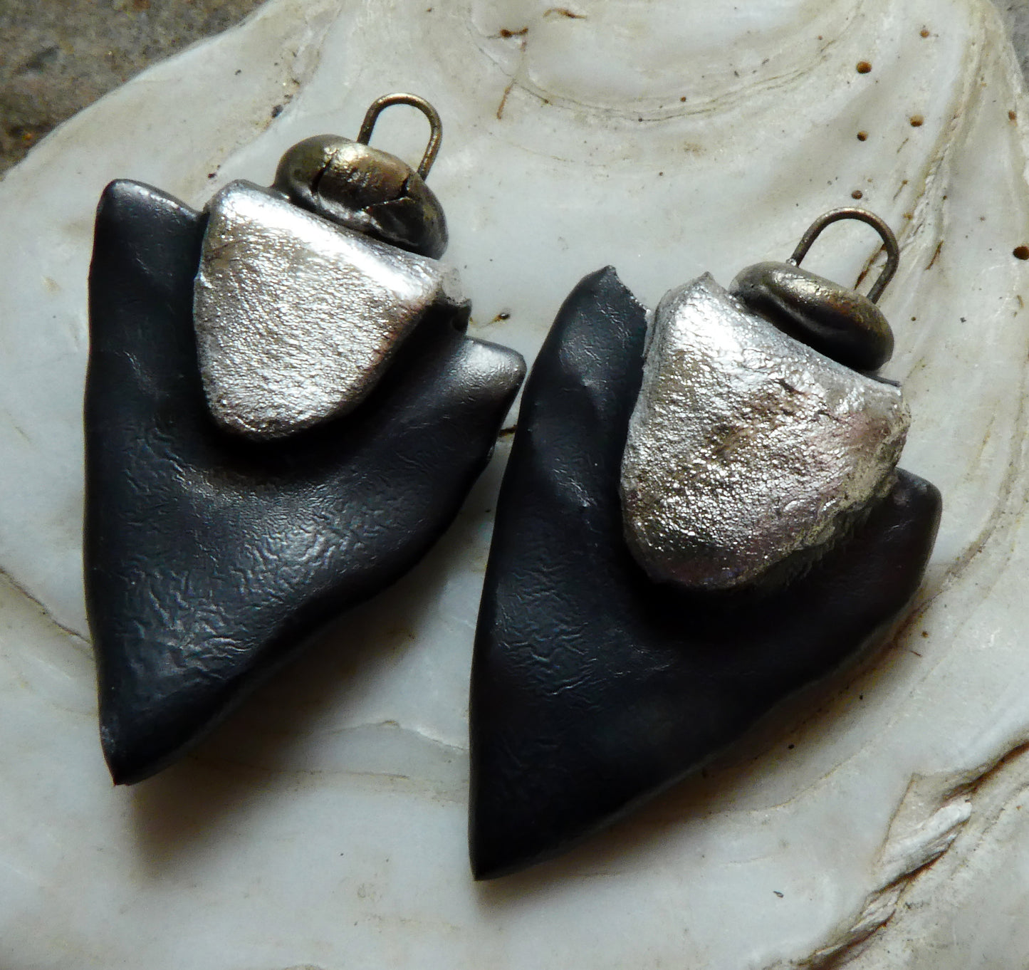 Ceramic Tuareg Inspired Spearhead Charms - Pewter