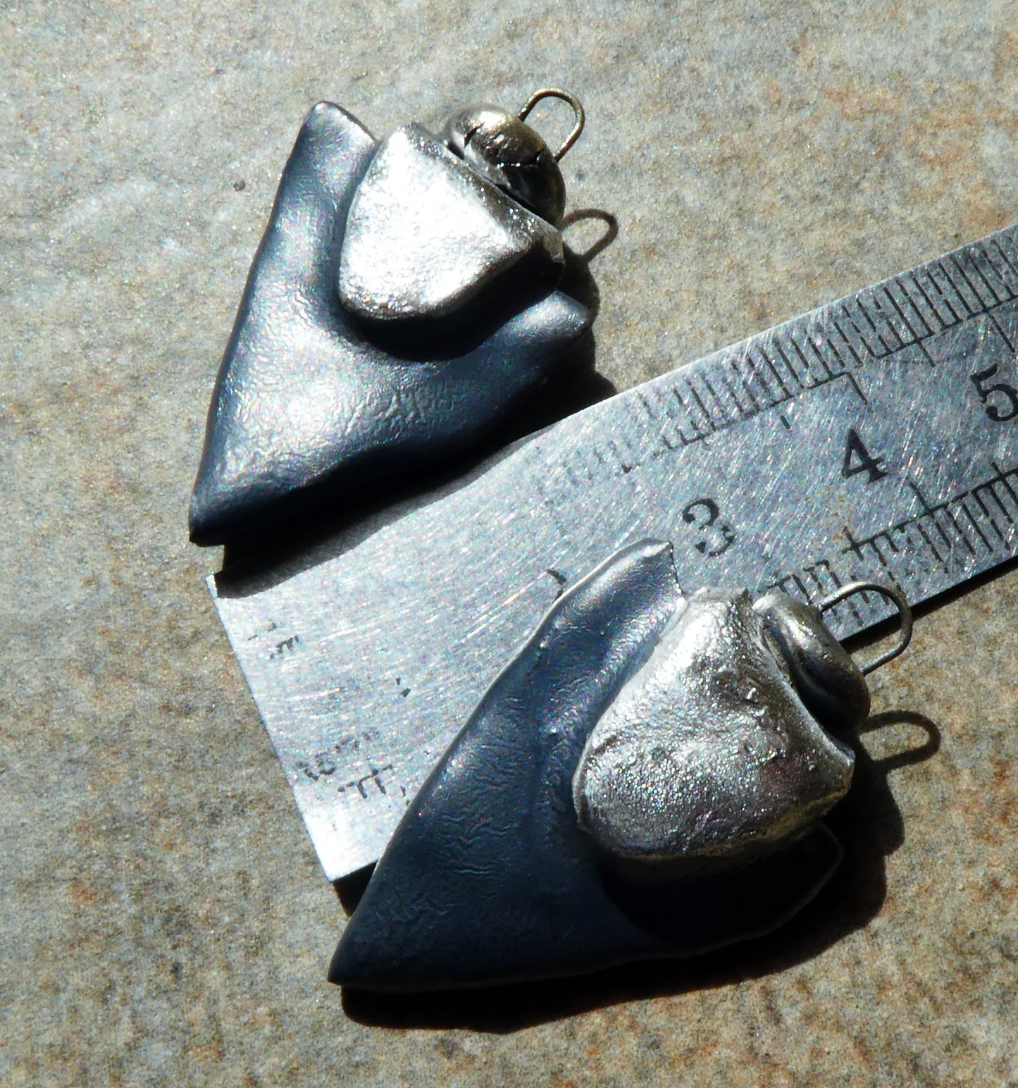 Ceramic Tuareg Inspired Spearhead Charms - Pewter