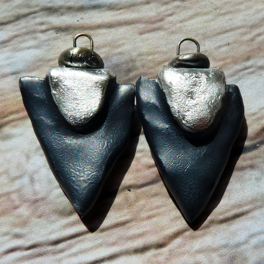 Ceramic Tuareg Inspired Spearhead Charms - Pewter