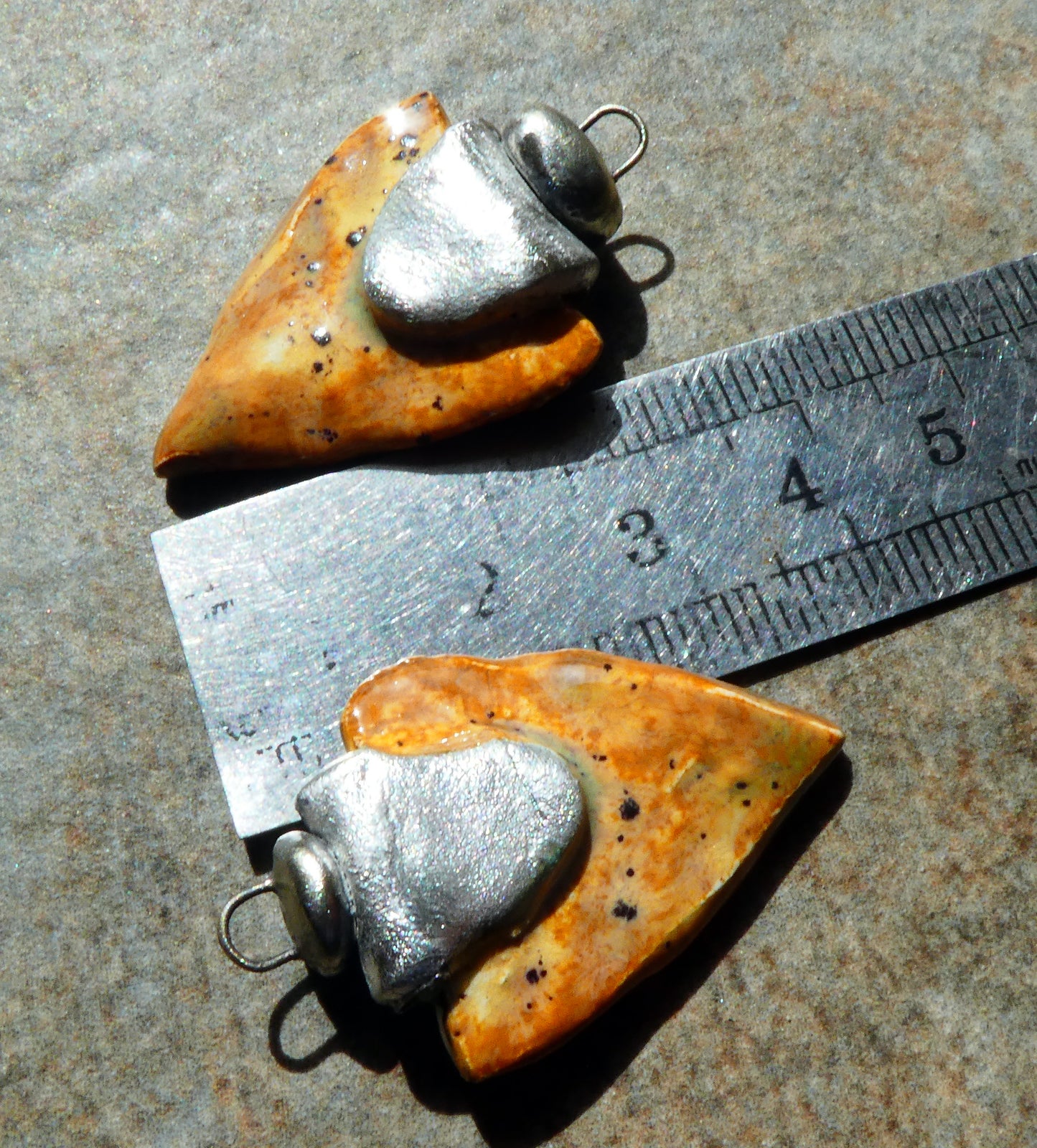 Ceramic Tuareg Inspired Spearhead Charms - Amber Ash