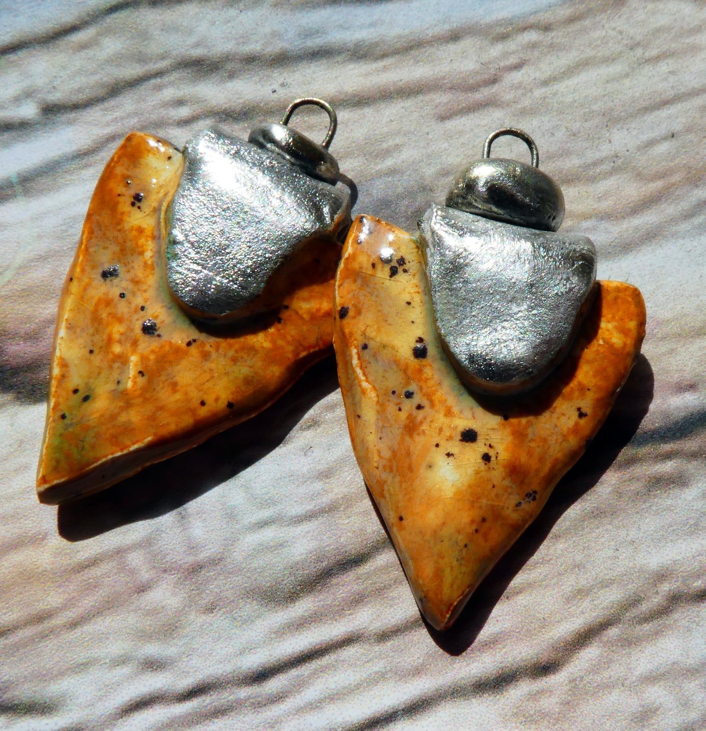 Ceramic Tuareg Inspired Spearhead Charms - Amber Ash