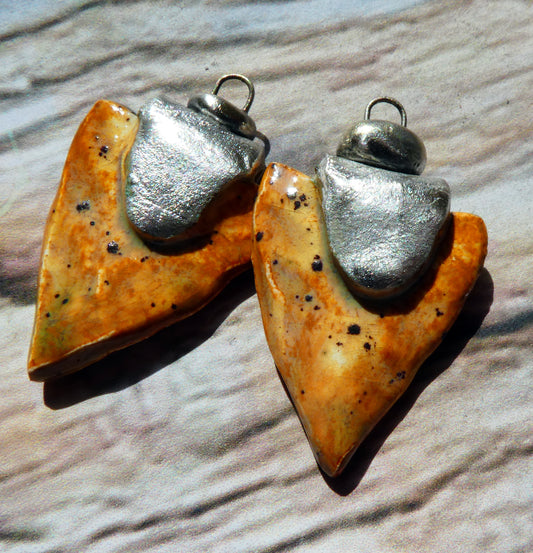 Ceramic Tuareg Inspired Spearhead Charms - Amber Ash