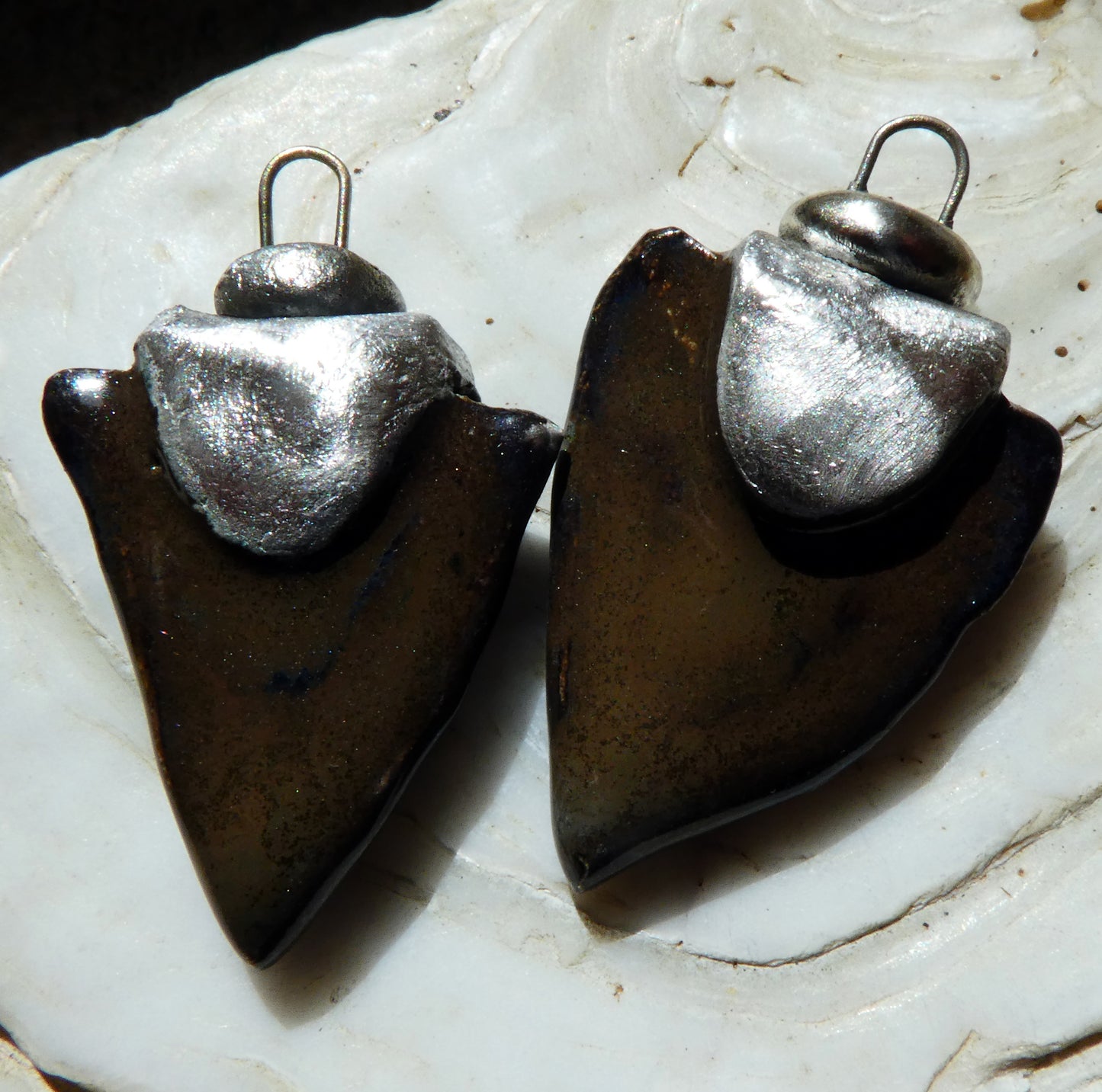 Ceramic Tuareg Inspired Spearhead Charms - Grotto