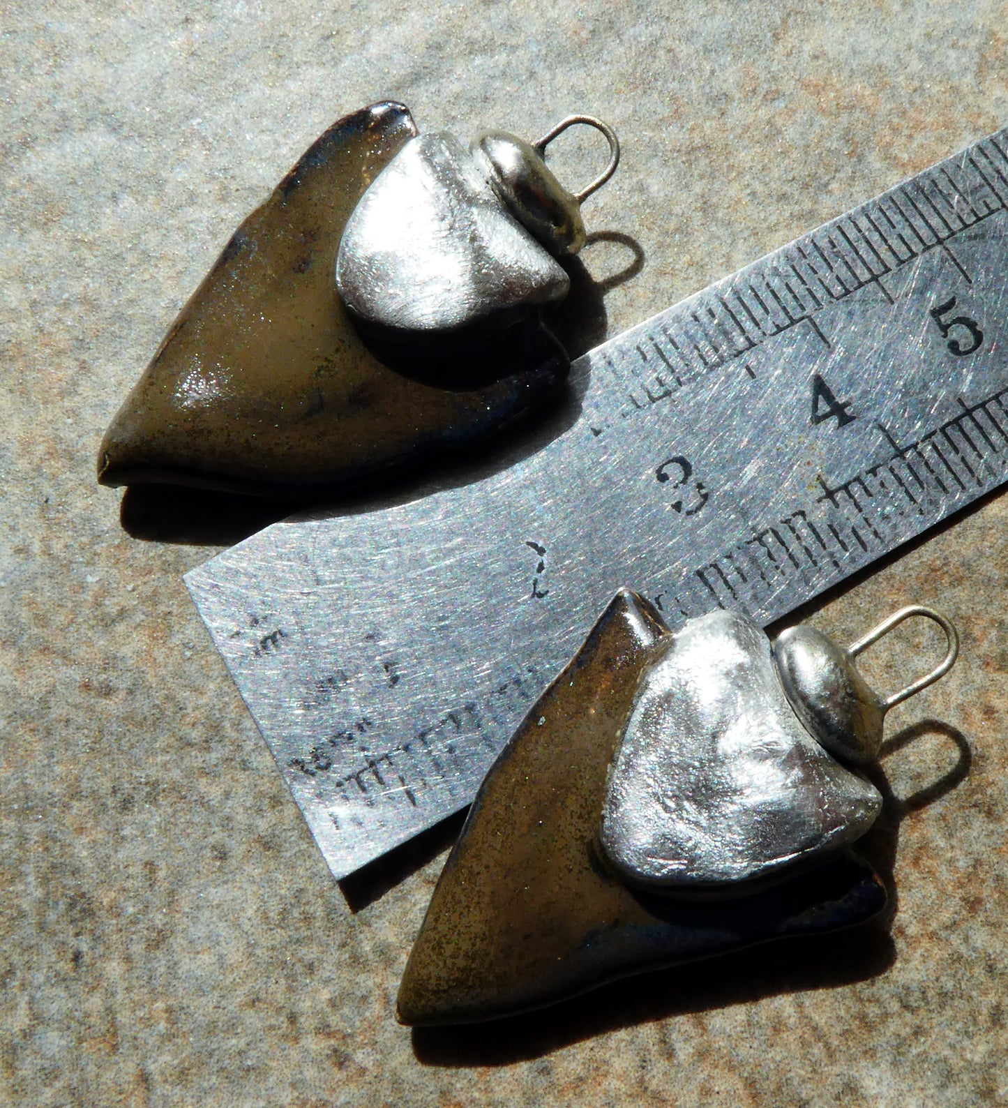 Ceramic Tuareg Inspired Spearhead Charms - Grotto