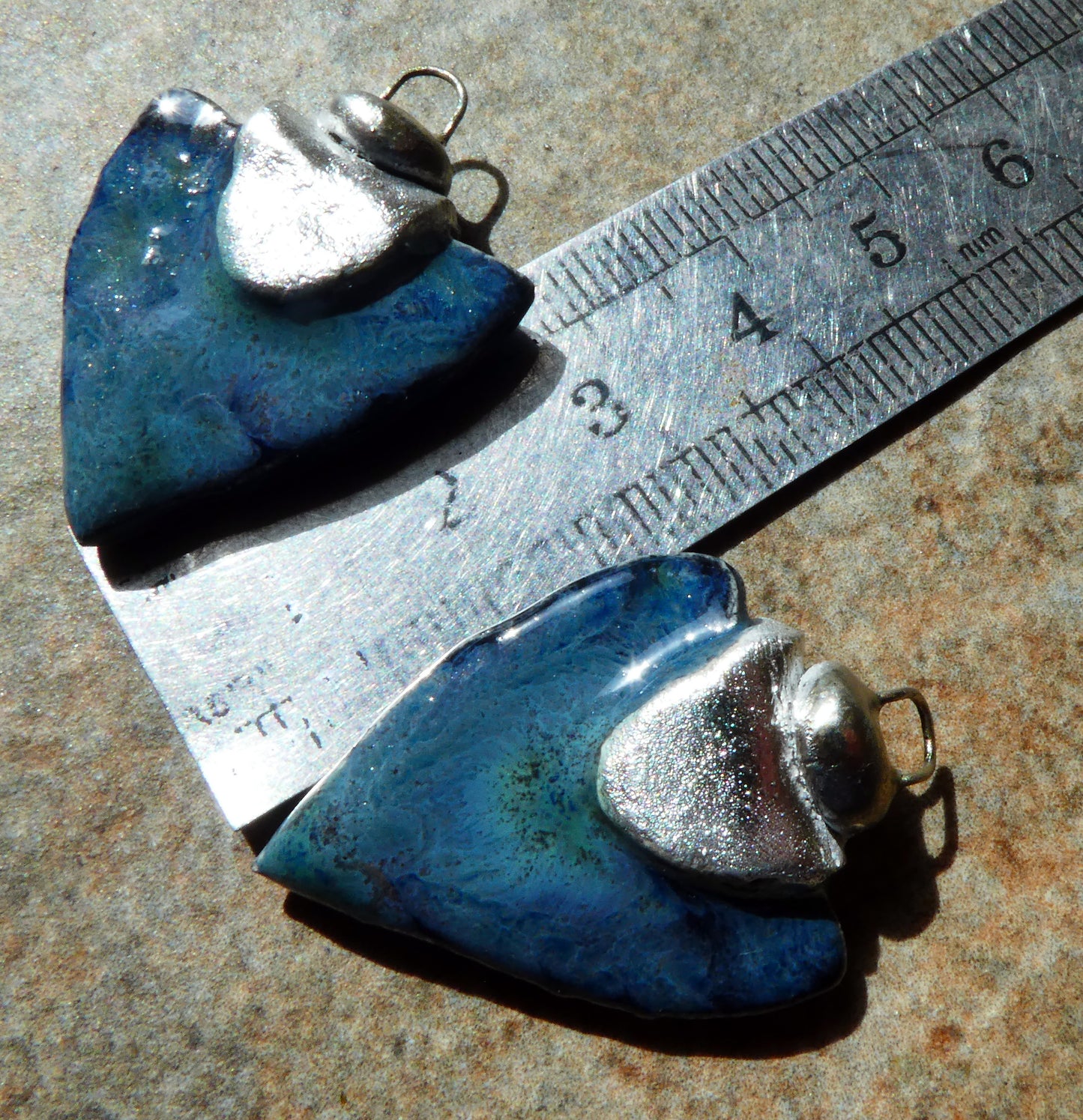 Ceramic Tuareg Inspired Spearhead Charms - Obsidian