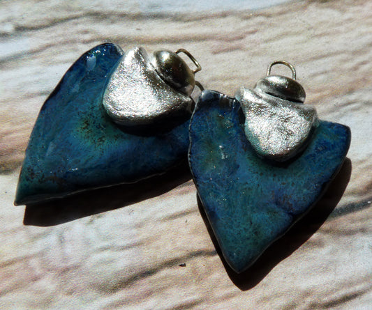 Ceramic Tuareg Inspired Spearhead Charms - Obsidian