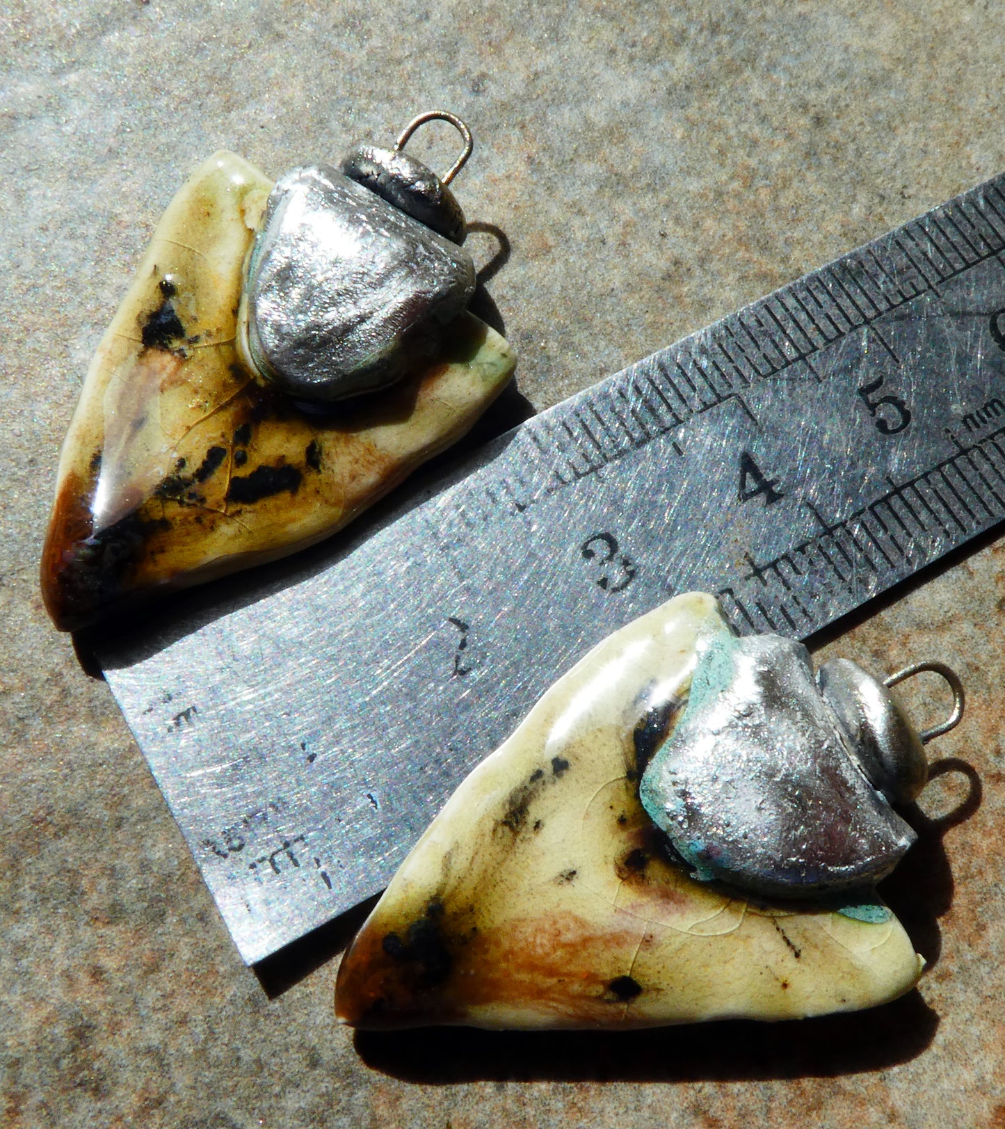 Ceramic Tuareg Inspired Spearhead Charms - Safari