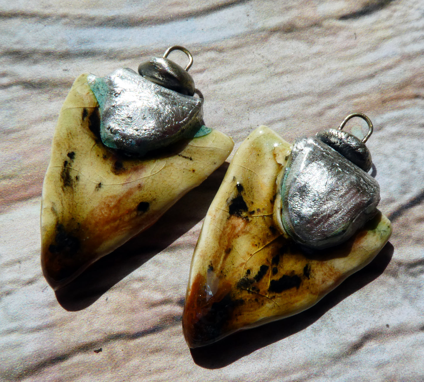Ceramic Tuareg Inspired Spearhead Charms - Safari