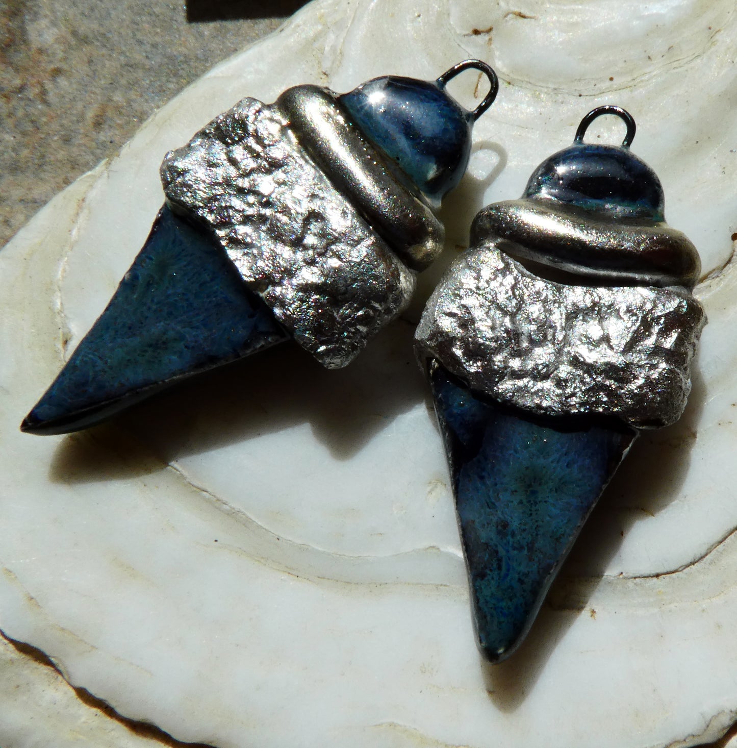 Ceramic Tuareg Inspired Wrapped Dagger Charms - Obsidian