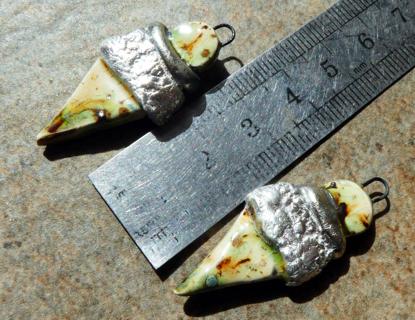 Ceramic Tuareg Inspired Wrapped Dagger Charms - Cappuccino Mint