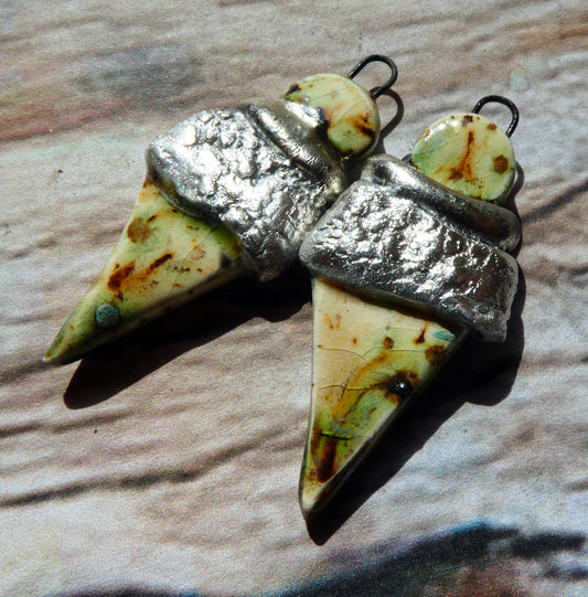 Ceramic Tuareg Inspired Wrapped Dagger Charms - Cappuccino Mint