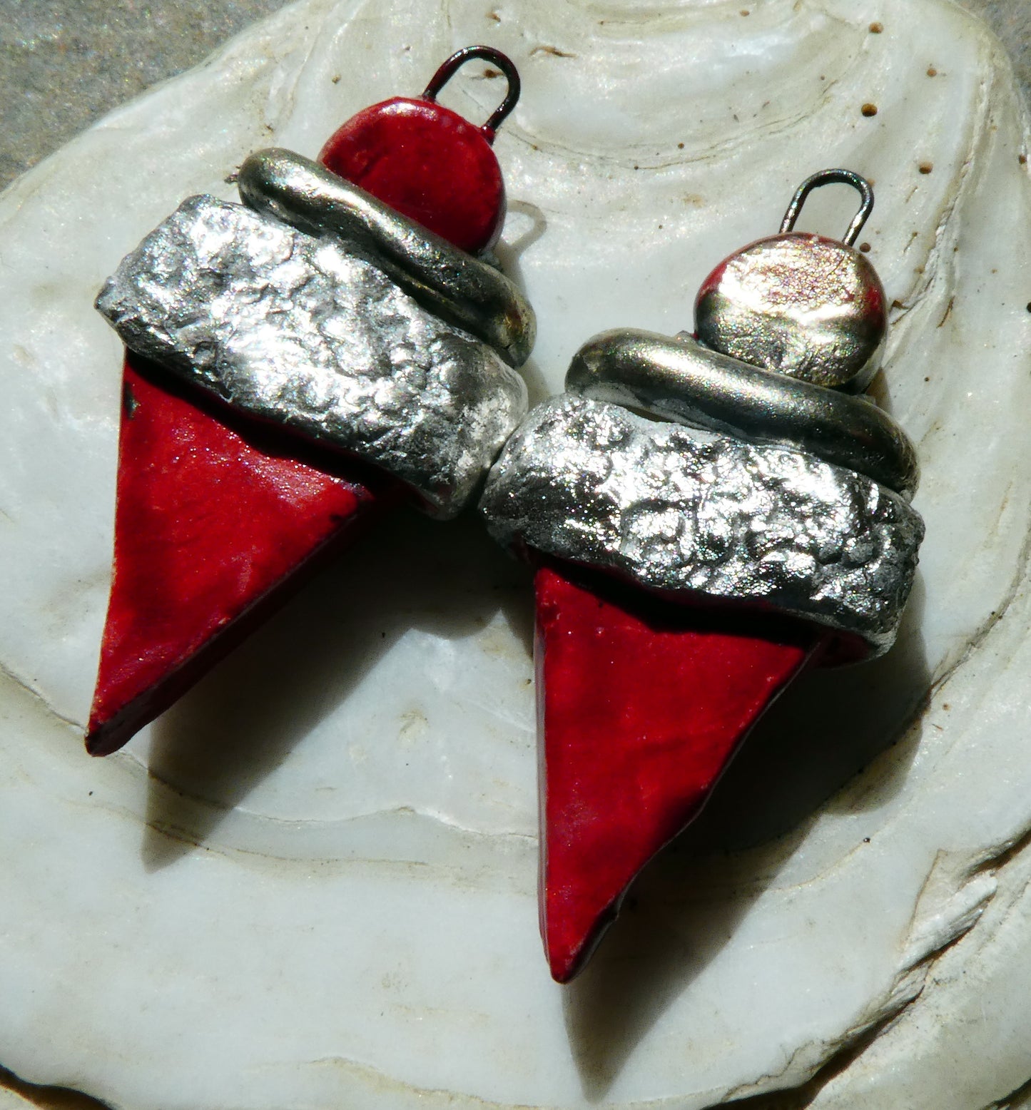 Ceramic Tuareg Inspired Wrapped Dagger Charms - Red