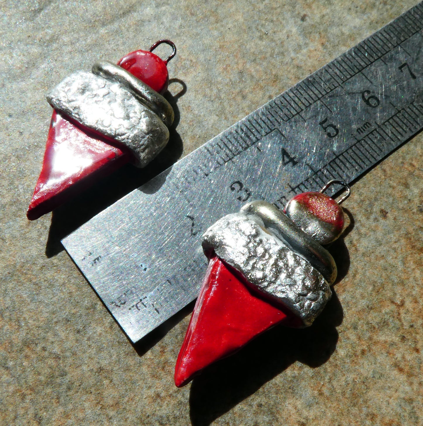 Ceramic Tuareg Inspired Wrapped Dagger Charms - Red
