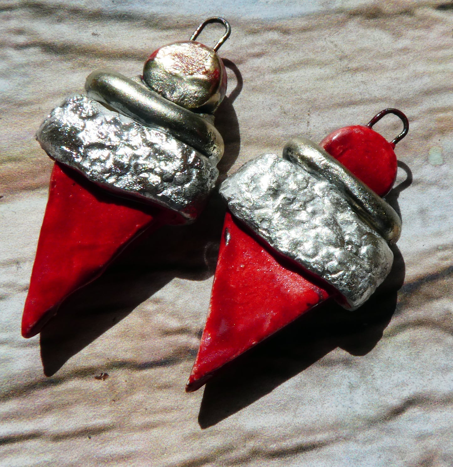 Ceramic Tuareg Inspired Wrapped Dagger Charms - Red