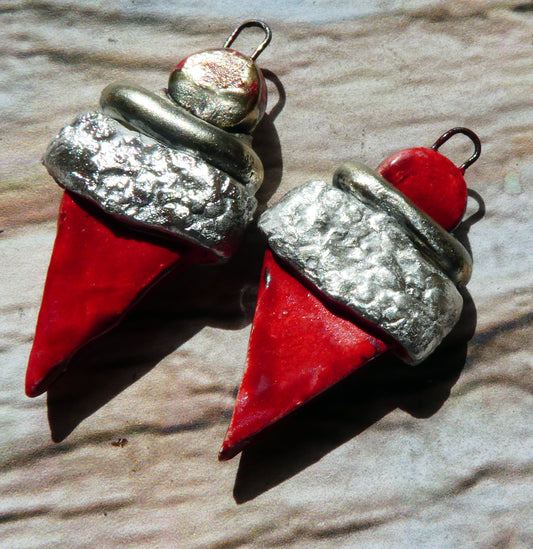 Ceramic Tuareg Inspired Wrapped Dagger Charms - Red