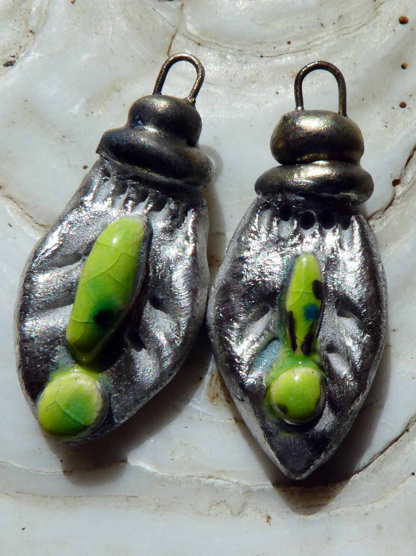 Ceramic Tuareg Inspired Bottle Charms - Lime