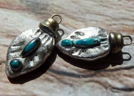 Ceramic Tuareg Inspired Bottle Charms -Oriental Blue