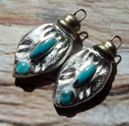 Ceramic Tuareg Inspired Bottle Charms -Topaz