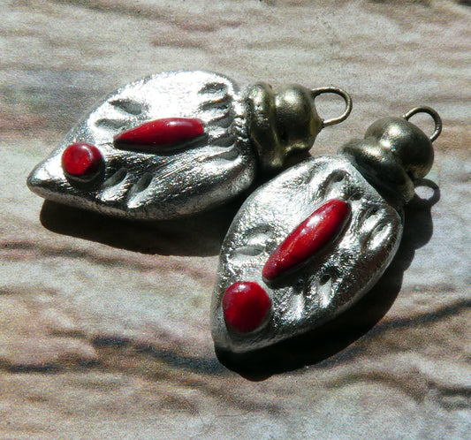 Ceramic Tuareg Inspired Bottle Charms -Red