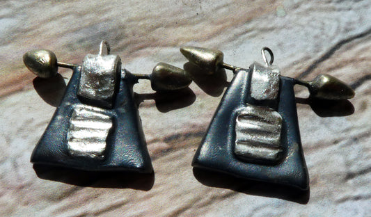 Ceramic Tuareg Inspired Speared Charms -Pewter