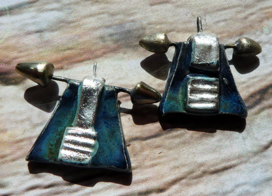Ceramic Tuareg Inspired Speared Charms -Obsidian