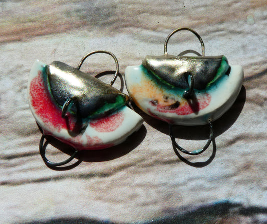 Ceramic Folded Handbag Connectors - Poppy Fields